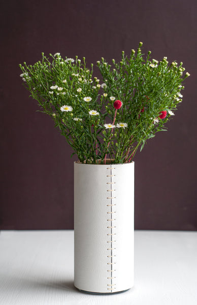 Medium Leather Covered Vase