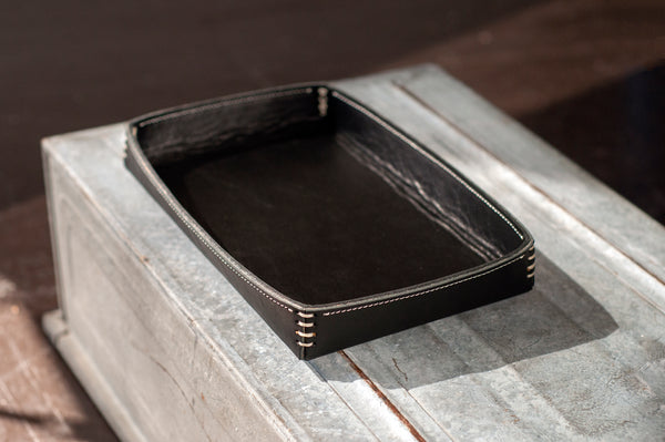 6x10 Rectangular Leather Catchall - Black