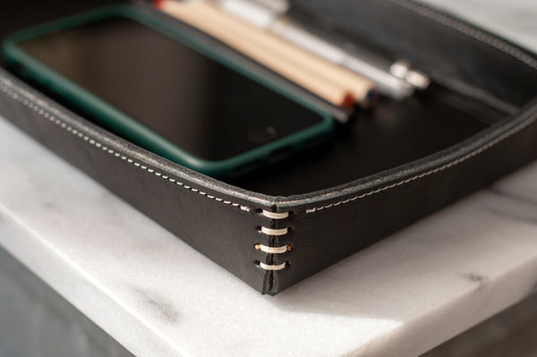 6x10 Rectangular Leather Catchall - Black