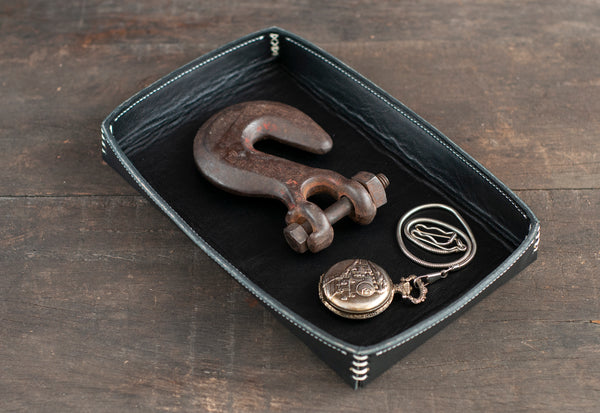 6x10 Rectangular Leather Catchall - Black