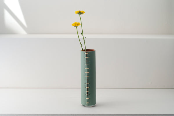 Skinny Slim Leather Covered Vase
