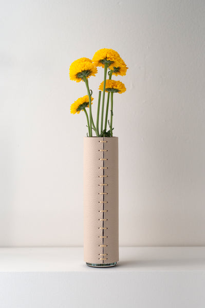 Skinny Slim Leather Covered Vase