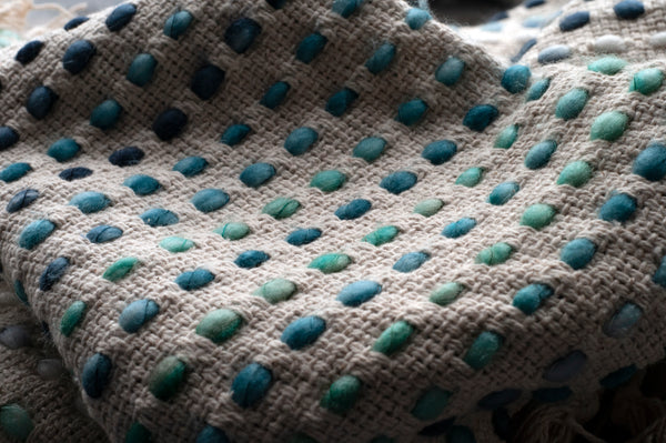 Cotton Hand Loomed Tufted Colorful Blanket Throw